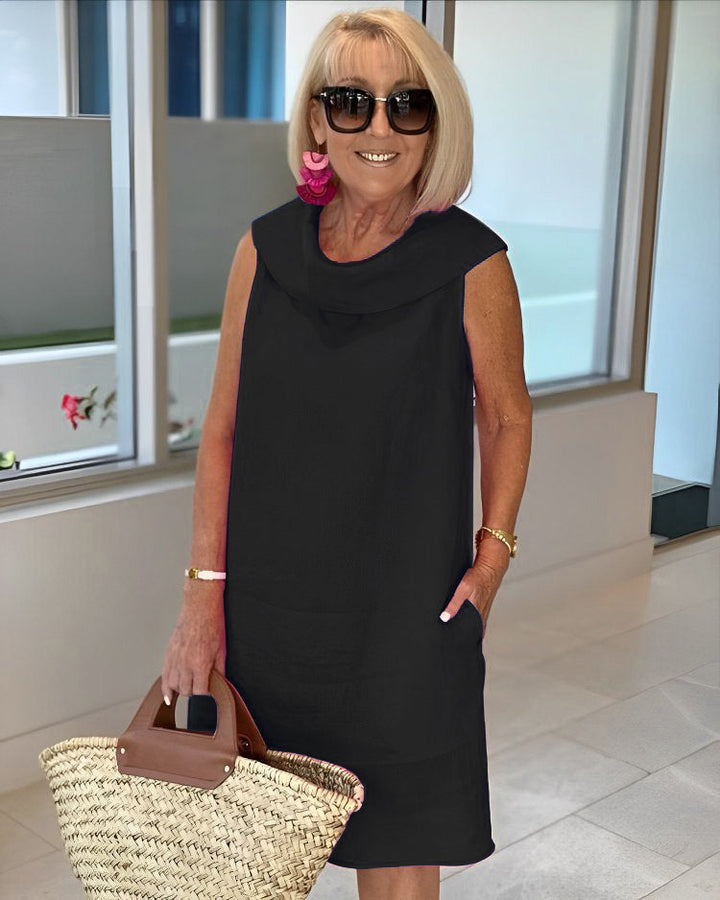 Mariella | Sukienka z marszczonego materiału premium z otwartym kołnierzem na plecach, sukienka imprezowa