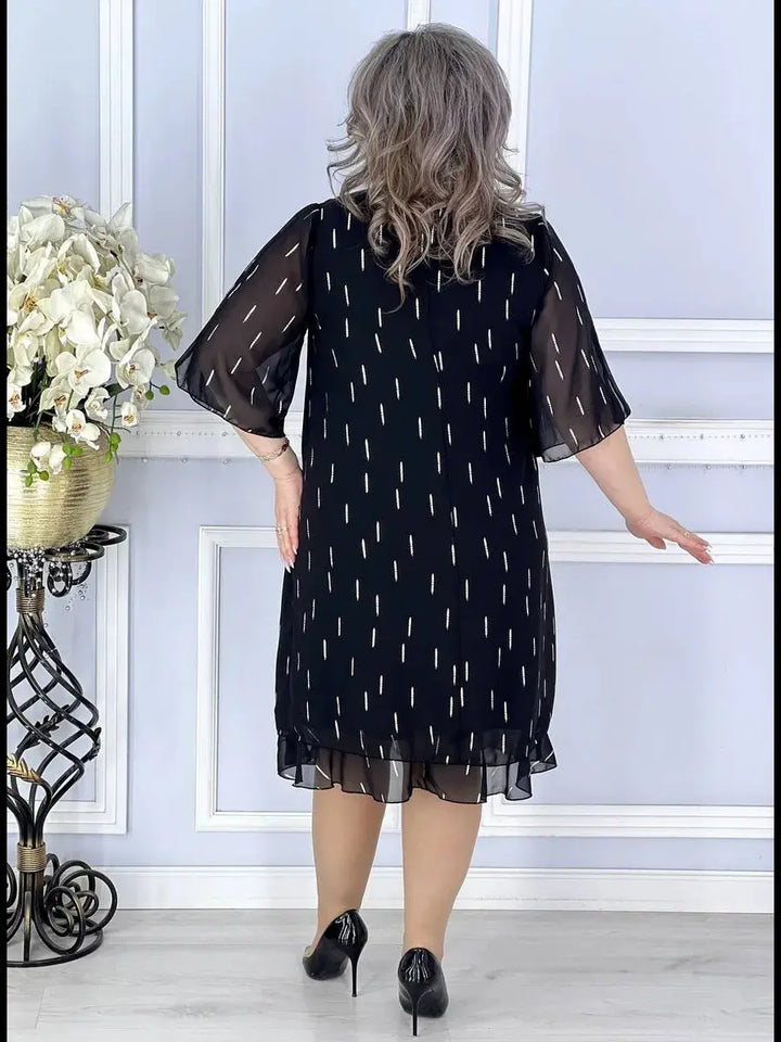 Wioletta | Elegancka szyfonowa sukienka midi z zakładkami