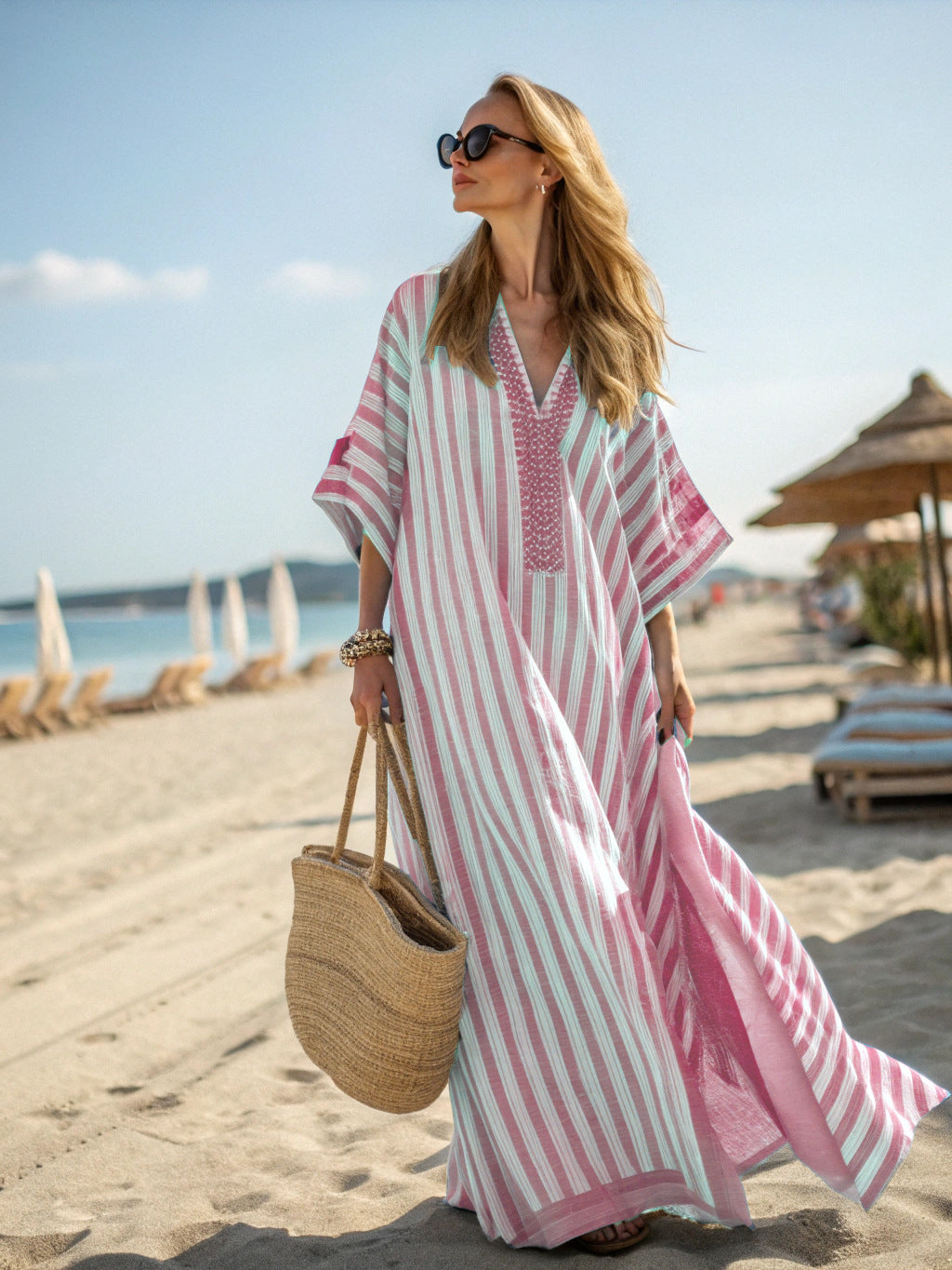 Żanetta | Elegancka luźna sukienka z kieszeniami