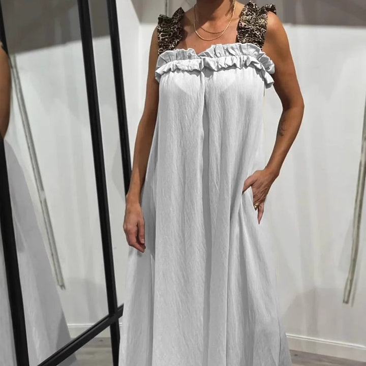 Klara | Zwiewna Sukienka Maxi na Ramiączkach z kieszeniami